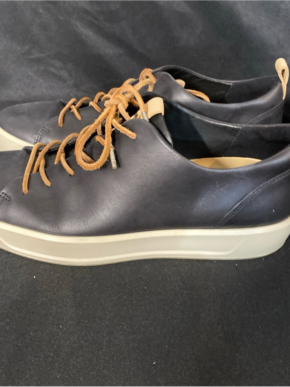 Ecco Black Leather Sneakers with Tan Laces